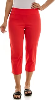 Zac & Rachel Pull-on Slim Leg Crop Pant - Pantalon d'affaires décontracté - Pantalon Court Slim à Enfiler - Femme