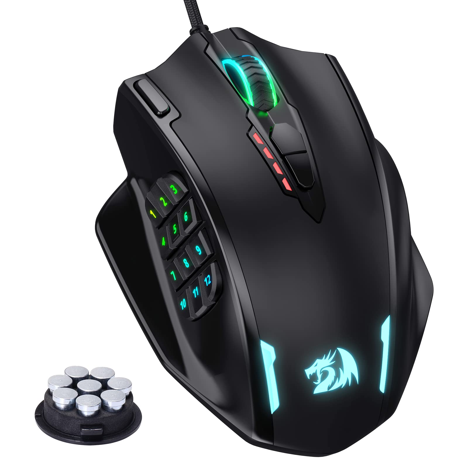 Redragon M908 Wired MMO RGB Gaming Mouse 12400 DPI Remapping Keys | Stable Lag-F