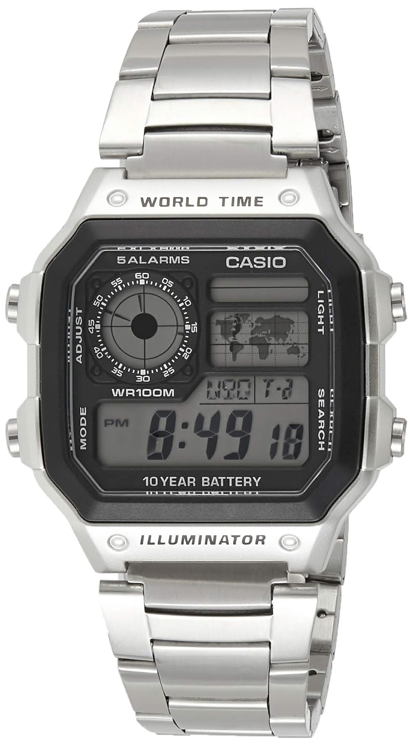 Casio Digital Fashion Quartz Mens Youth Casio AE-1200WHD-1A, Gray, Digital