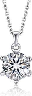MomentWish Moissanite Women's Necklace, 1/2 Carat 925 Silver Diamond Moissanite Pendant Solitaire Jewellery Valentine's Day Gift for Women Girlfriend