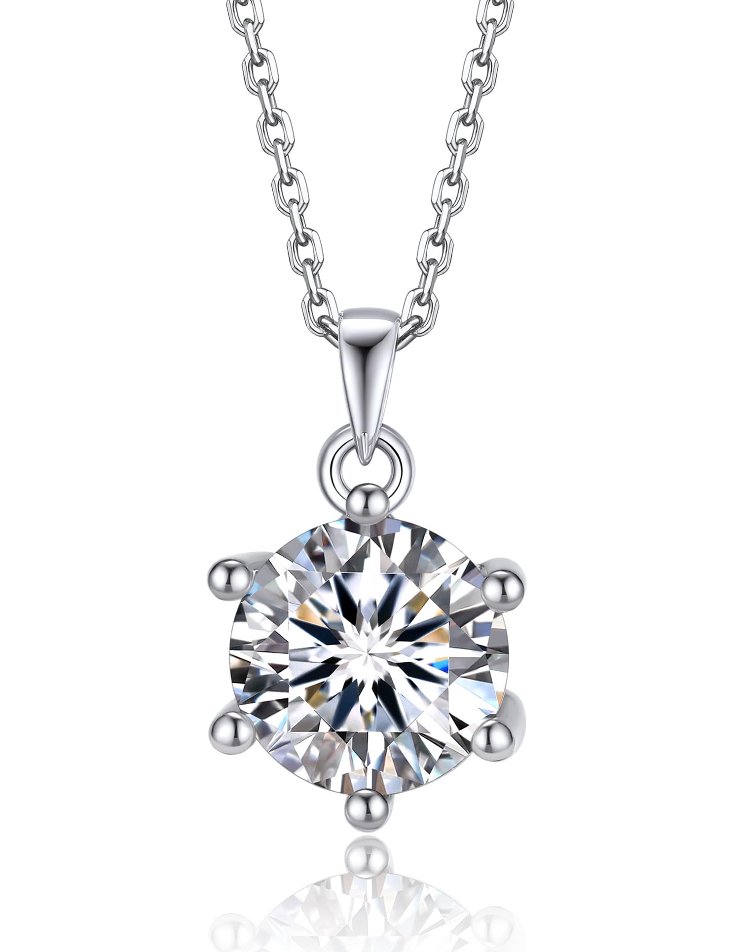 MomentWish Moissanite Women's Necklace, 1/2 Carat 925 Silver Diamond Moissanite 