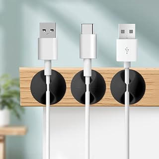 6 Pcs Self Adhesive Cable Clip Cord Organizer Single Slot Wire Holder for USB Charging Management Clip for Office Home (Black)