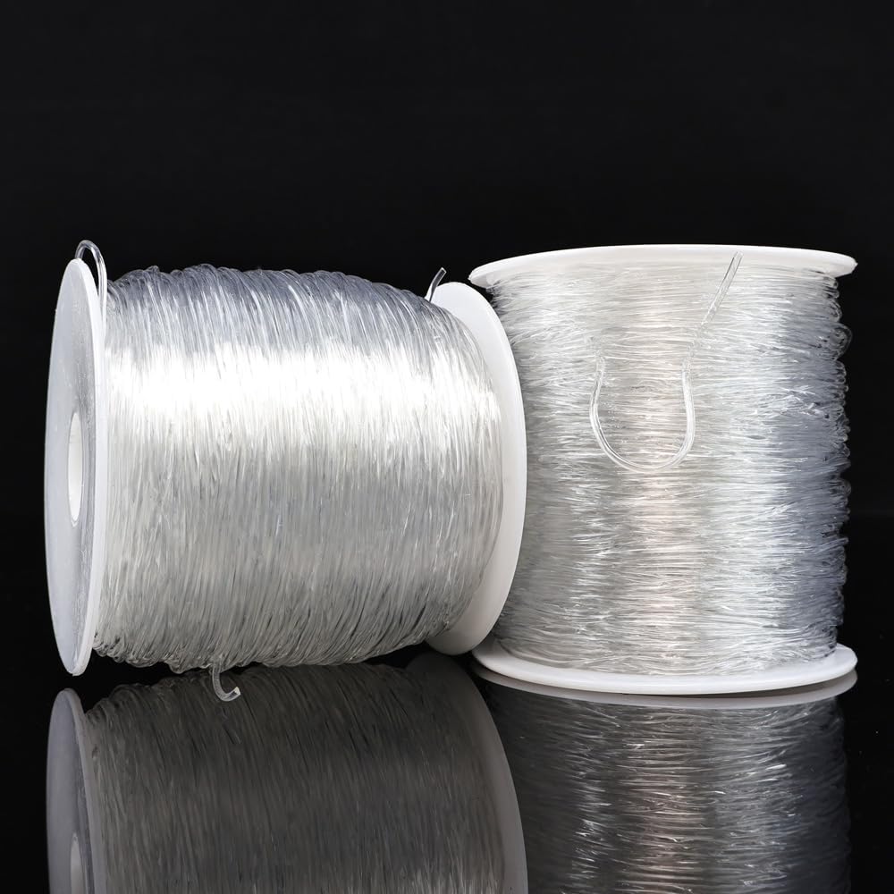 2 Rolls 1mm Elastic Cord Heavy Duty Elastic Cord for Bracelet Necklace Beads Jew