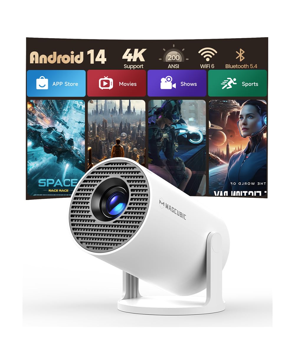 Magcubic Mini Projector with WiFi and Bluetooth, 4K Support Smart Portable Proje