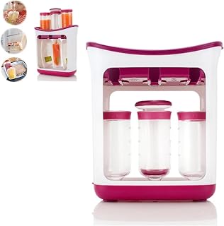 Baby Food Pouch Filling Station, Manual Puree Squeeze Station, Red | Manual baby food puree maker and squeeze pouch station for homemade infant meals, toddler snacks and fruit puree storage.