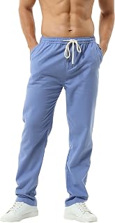 HOEREV Men's Casual Linen Trousers