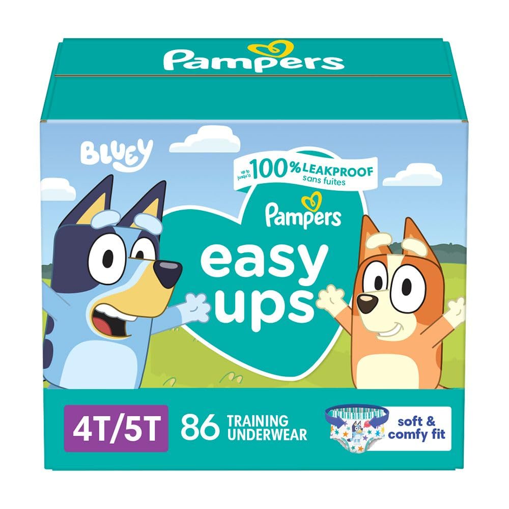 Pampers Easy Ups Girls & Boys Potty Training Pants, Size 6 (4T5T), Bluey Absorbe