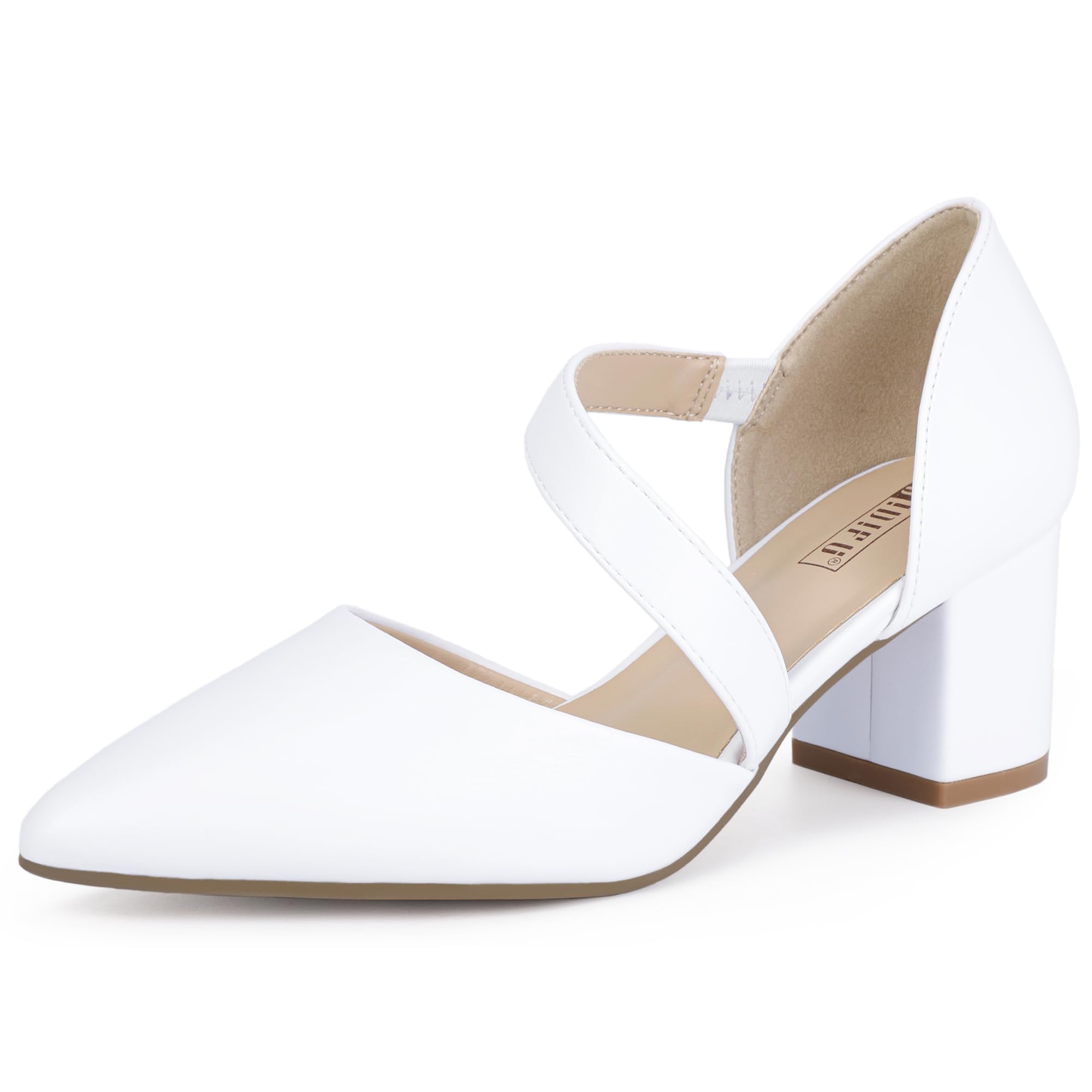 IDIFU IN2 Women's Pumps Closed Pointed Toe Low Block Chunky Comfort Heels