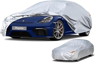 Kayme 6 Layers Car Cover Waterproof Breathable for Coupe, Outdoor Full Cover Rain Sun Dust All Weather Protection, Universal Fit Porsche 718, Jaguar F-type, 350z 370z, BMW Z4, CLC, 308cc etc.