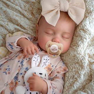 JIZHI Reborn Dolls 17 Inch Soft Cloth Body Sleeping Girl, Yellow Floral | Lifelike-Newborn Baby Dolls, With Clothes and Toy Accessories, Gift for Kids Age 3+,Hand-Painted Hair