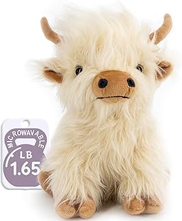 Microwavable Highland Cow Stuffed Animal Toy - Weighted Stuffed Animal Plush, Heating Pad for Period Cramps, Cozy Gift for Girls|Women|Kids|Elderly People, 9.8in, 1.65lb