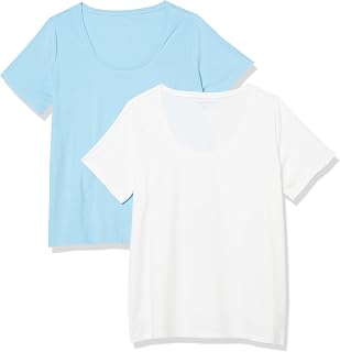 Amazon Essentials Women's Classic Fit Crew Neck Short Sleeve Cotton T-Shirt, Pack of 2 (Available in Plus Size)