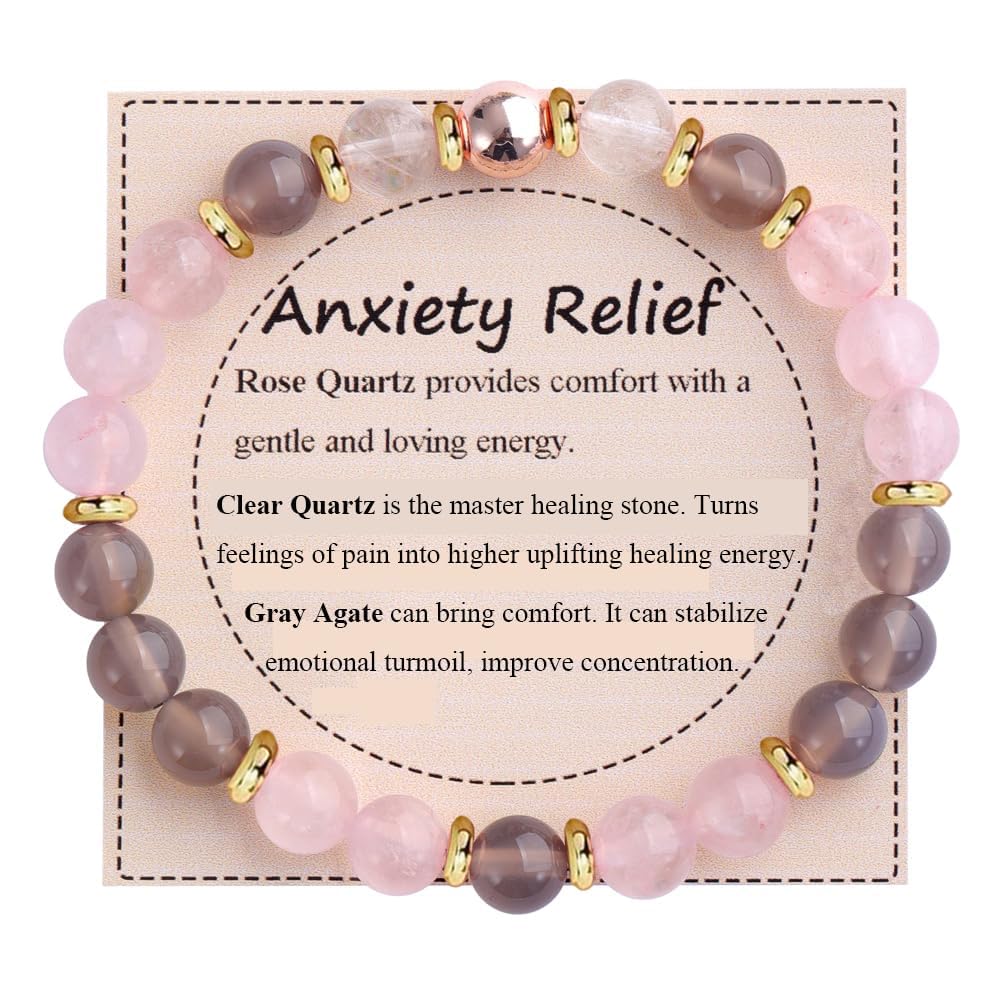 KSQS Healing Stone Bead Bracelet for Women, Natural Gemstones Balance Protection