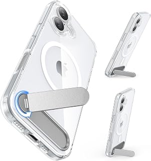 for iPhone 17 6.3" Case with Adjustable Kickstand, Mag-Safe Compatible, Military-Grade Shockproof Protection, Slim Stand Protective Cover, Clear