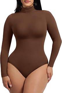 FeelinGirl Body gainant à manches longues et col montant pour femme