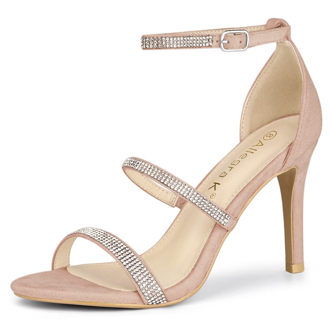 Allegra K Women's Rhinestone Ankle Strap Stiletto High Heels Sandals