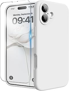 for iPhone 16 Case with Screen Protector, White