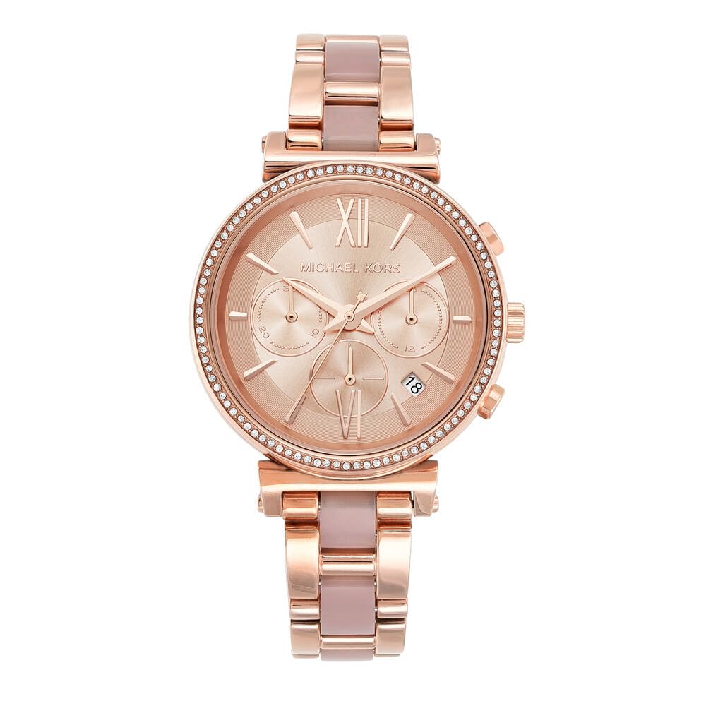 Michael Kors Parker Women's Stainless Steel and Pavé Crystal Watch with Steel, L