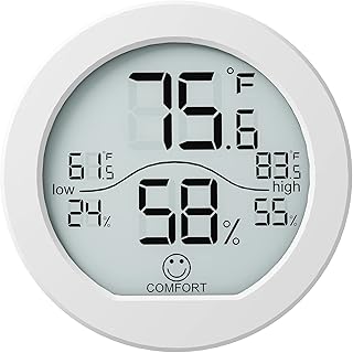 SECRUI TH1 Digital Hygrometer Indoor Thermometer Room Humidity Meter, White | Temperature Sensor Gauge, ℃/℉ Switch, Max/Min Records, Large LCD Display, for Greenhouse, Wine Cellar, Reptile Incubator