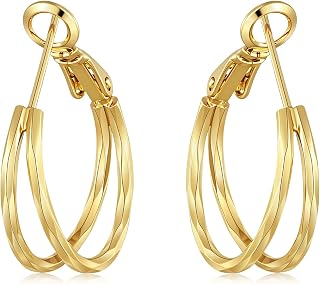 Twisted Hoop Earrings for Women, 14K Gold Plated Hoops