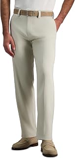 Haggar Cool Right Performance Flex Herren-Hose, gerade Passform, flache Vorderseite, Größe L und Tall