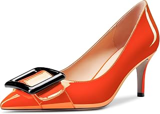 Castamere Women's Stiletto Mid Heel Closed Pointed Toe Pumps Slip-on Dress Cute Shoes 6.5 cm Heels