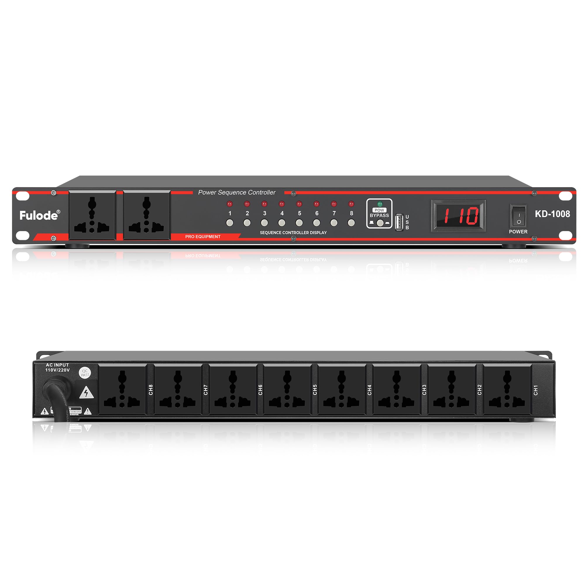 FULODE Power Conditioner for Audio Equipment, Rack Mount Power Sequencer | 2000W