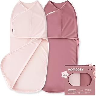Momcozy Swaddles for Newborns, Quiet Fastener Swaddle for Infant 0-3 Months | New-Parent-Friendly Sleep Sack, Reduce Startle Reflex, Newborn Boys Girls Registry Essentials, 2-Pack, Bloom