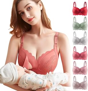 Nursing Bra Maternity Bra Front Opening Bra No Wire Night Anti-Sag Underwire High-Waisted Front Open Large Size Cotton Breathable Adjustable Easy to Wear Pre and Postpartum