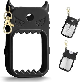 JAMIEWIN Silicone Case for Touchland Hand Sanitizer, with Keychain Black | Cute Monster Silicone Case, Waterproof Protective Cover, Spray Holder, Fits Touchland 1oz, Bag Charm
