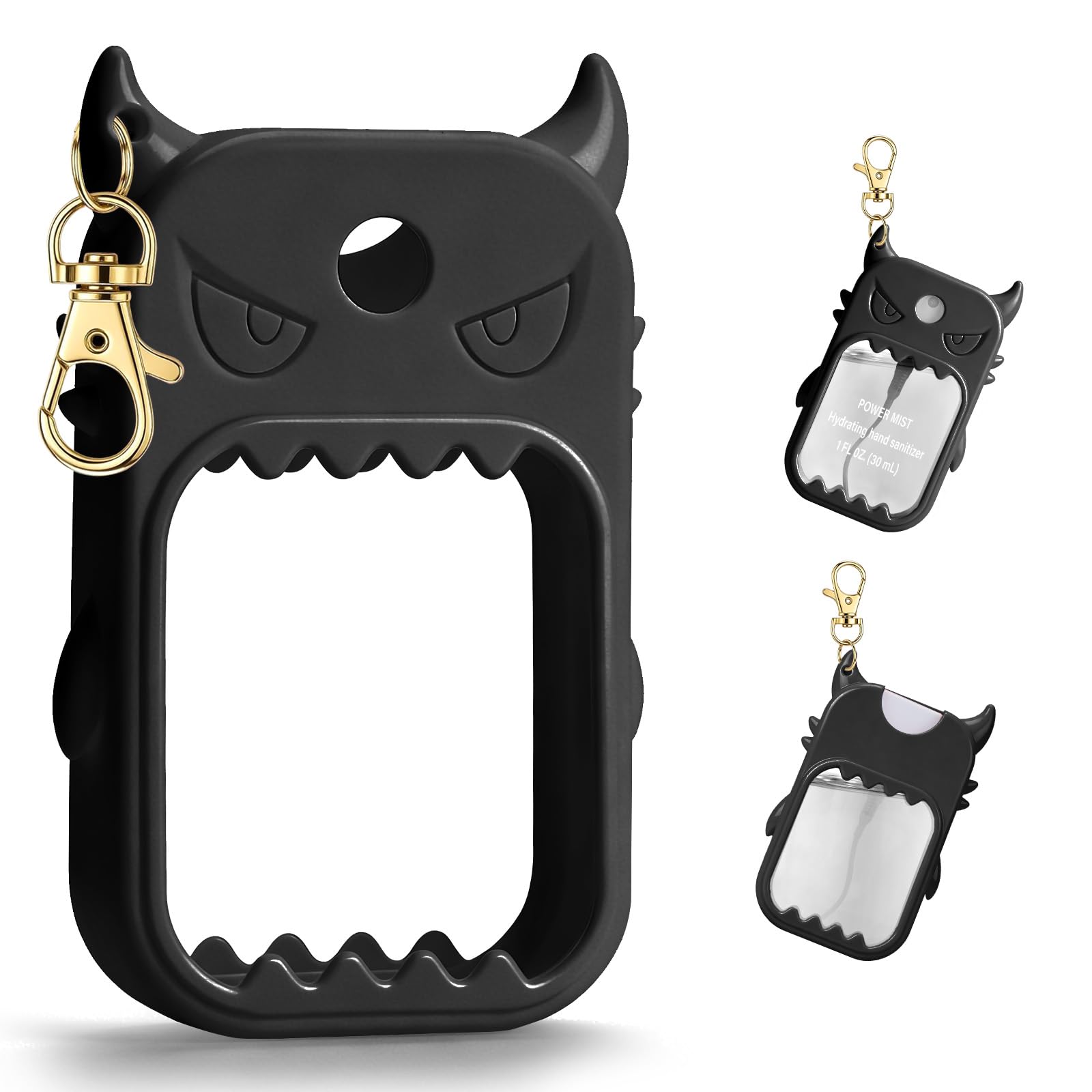 JAMIEWIN Silicone Case for Touchland Hand Sanitizer, with Keychain Black | Cute 