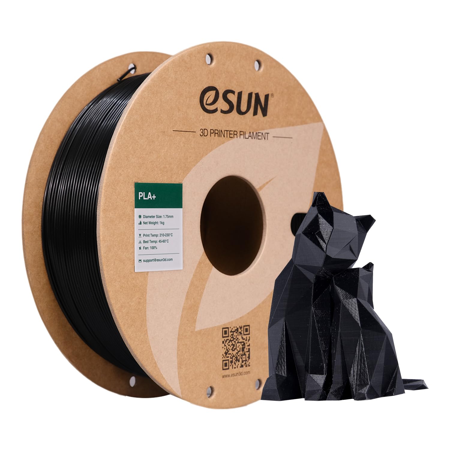 eSUN PLA+ Filament 1.8 mm, 3D PLA Plus filament 1 kg Black | Better toughness an