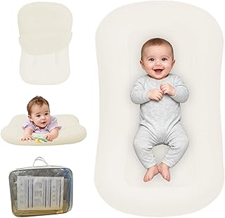 Baby Lounger for Newborn, Bionic Design Baby Lounger, Soft Organic Cotton Breathable Lounger for Infants 0-24 Months (White)