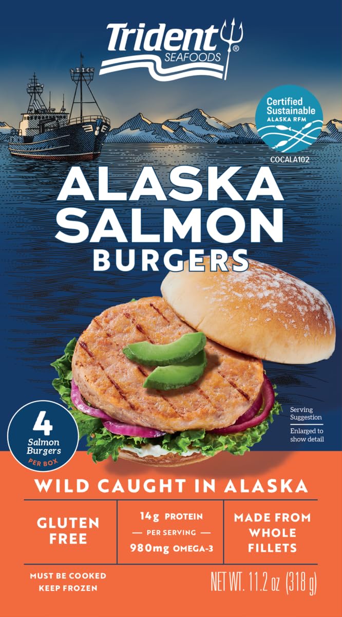 Trident, Alaskan Salmon Burgers (Frozen), 11.2 Oz