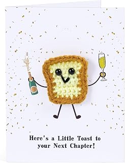 3D Crochet Toast Card for New Chapter - A Little Toast to Your Next Chapter | For Birthday, Graduation, New Job, New Home, Anniversary, New Beginnings, with Envelope