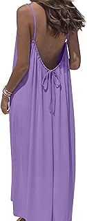OFEEFAN Summer Dresses for Women 2026 Backless Cami Maxi Sundresses Spaghetti Strap Beach Vacation Clothes Swimsuit Coverup