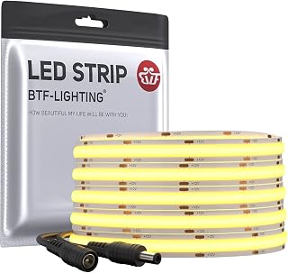 BTF-LIGHTING COB Cool White LED Strip Light 5M FCOB 480LEDs/M 12V 8mm