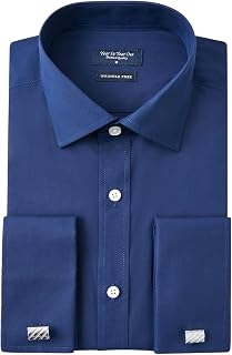 Year In Year Out French Cuff Wrinkle Free Dress Shirt for Men Regular Fit Long Sleeve Wrinkle Resistant Shirt
