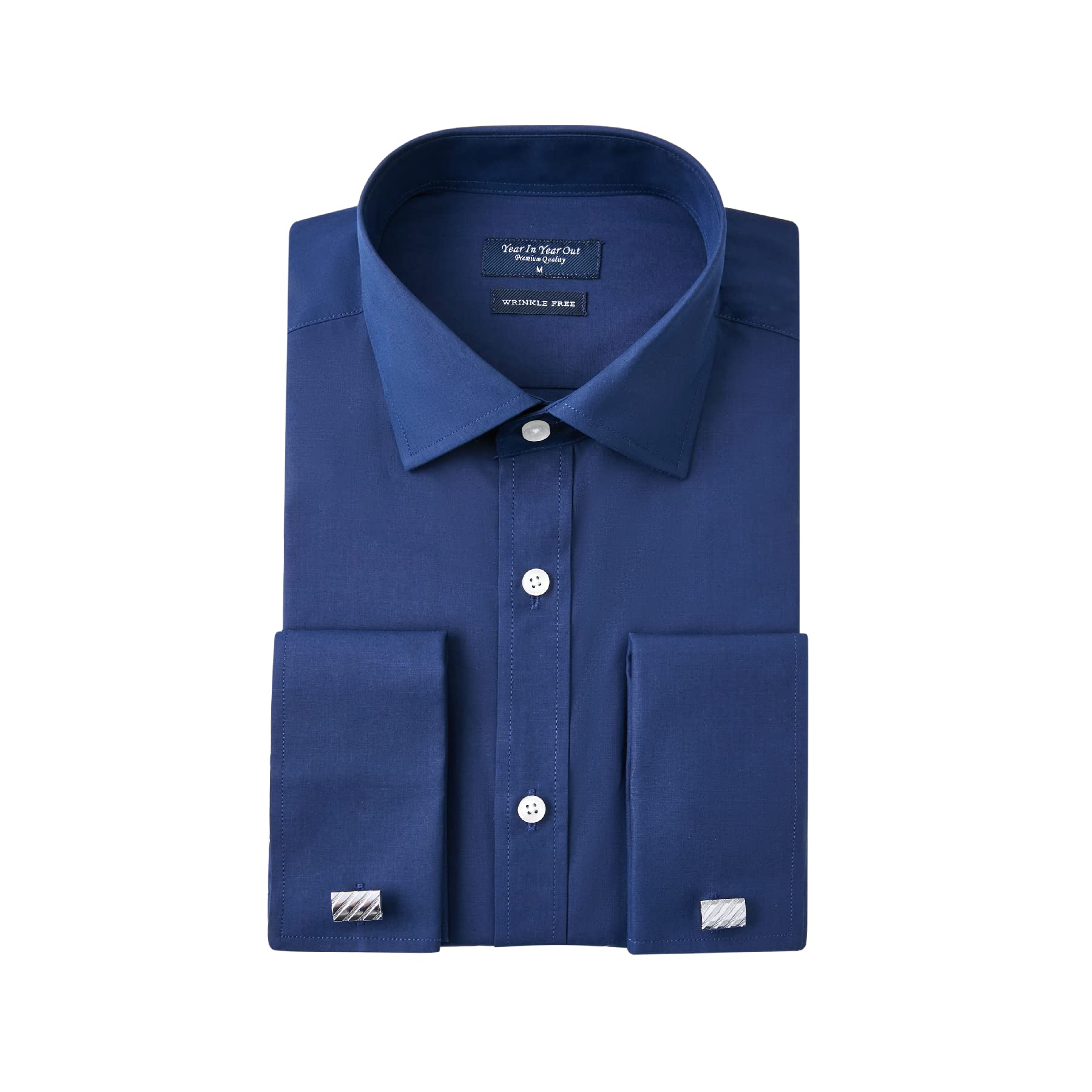 Year In Year Out French Cuff Wrinkle Free Dress Shirt for Men Regular Fit Long S