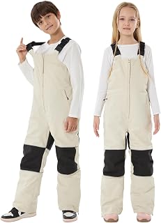GSOU SNOW Kids Snow Pants Girls Boys Snow Bibs Reflective Overall 3-16Years