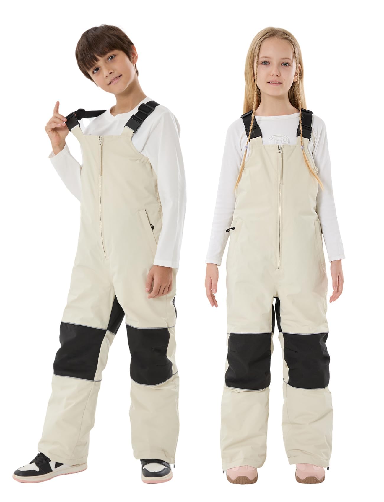 GSOU SNOW Kids Snow Pants Girls Boys Snow Bibs Reflective Overall 3-16Years