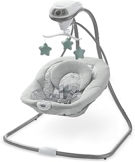 Graco Simple Sway Portable Baby Swing, Ivy | 6 Gentle Swing Speeds, 2 Vibration Settings,15 Songs & Sounds, Plush Seat, Infant Support, Comfortable, Elevated Fabrics
