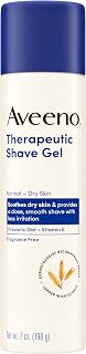 Aveeno Therapeutic Shave Gel for Women &amp; Men, Fragrance-Free, 7 oz | Shave Gel with Prebiotic Oat &amp; Vitamin E, For Smooth Shave With Less Irritation, Soothes Dry, Sensitive Skin