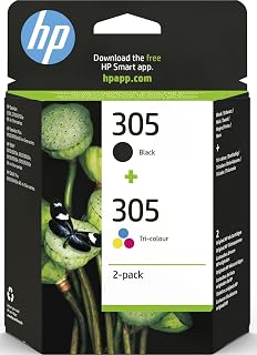 HP 305 Black & Tri-colour Original Ink Cartridges 2-Pack | Compatible with DeskJet 2300, 2700, 4100, Envy 6000, Envy Pro 6400, yield 100/120 pages (Black/ Tri-colour) (6ZD17AE)