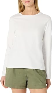 Amazon Essentials Camiseta de Manga Larga de Corte Recto 100% Algodón Mujer