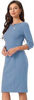 Allegra K Work Dress for Women 3/4 Sleeve Business Casual Sheath Dresses