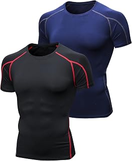 Niksa Functional Shirt Men's Short Sleeve 2 Pieces Compression Shirt Men's Running Shirt Sports Shirt with Crew Neck Fitness