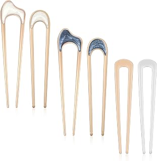 6 Pcs French U Shape Hair Pins Delicate Metal Hair Pins Vintage French Style Hair Accessories for Women Thick Thin Hairstyles (Style 1)