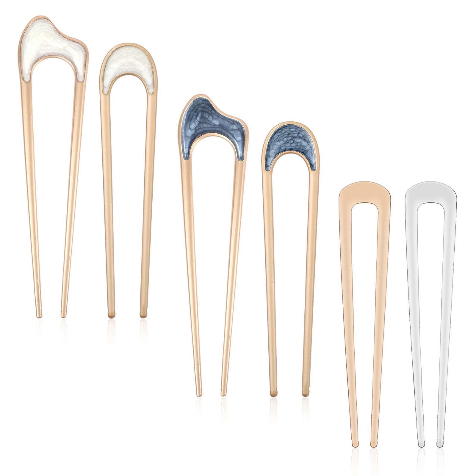 6 Pcs French U Shape Hair Pins Delicate Metal Hair Pins Vintage French Style Hai