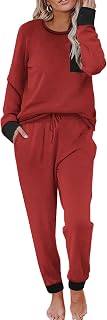 Ekouaer Pajamas Women Long Sleeve Sleepwear Long Pants Soft Loungewear